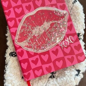 Pink Heart Journal with Glitter Lips